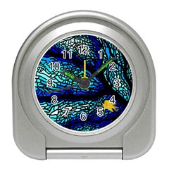 Sea-fans-diving-coral-stained-glass Travel Alarm Clock by Sapixe