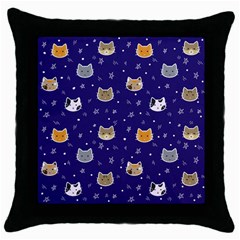 Multi Cats Throw Pillow Case (black) by CleverGoods