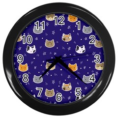 Multi Cats Wall Clock (black) by CleverGoods