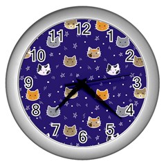 Multi Cats Wall Clock (silver) by CleverGoods