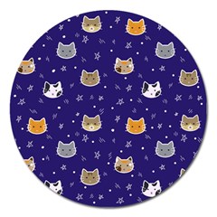 Multi Cats Magnet 5  (round) by CleverGoods