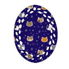 Multi Cats Ornament (oval Filigree) by CleverGoods