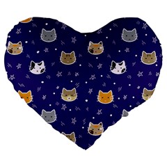 Multi Cats Large 19  Premium Heart Shape Cushions by CleverGoods