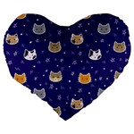 Multi Cats Large 19  Premium Flano Heart Shape Cushions Back