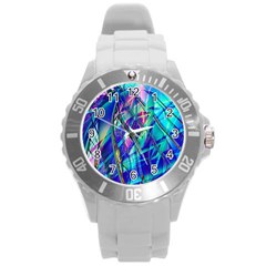 Title Wave, Blue, Crashing, Wave, Natuere, Abstact, File Img 20201219 024243 200 Round Plastic Sport Watch (l) by ScottFreeArt