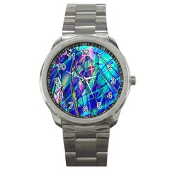 Title Wave, Blue, Crashing, Wave, Natuere, Abstact, File Img 20201219 024243 200 Sport Metal Watch by ScottFreeArt