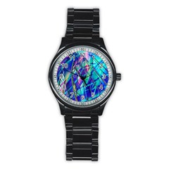 Title Wave, Blue, Crashing, Wave, Natuere, Abstact, File Img 20201219 024243 200 Stainless Steel Round Watch by ScottFreeArt