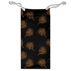 Roses Pattern Black-01 Jewelry Bag by brightlightarts