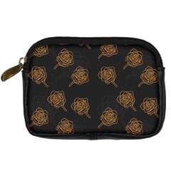 Roses Pattern Black-01 Digital Camera Leather Case by brightlightarts