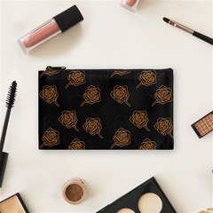 Roses Pattern Black-01 Cosmetic Bag (small) by brightlightarts