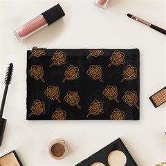 Roses Pattern Black-01 Cosmetic Bag (medium) by brightlightarts