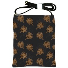 Roses Pattern Black-01 Shoulder Sling Bag by brightlightarts