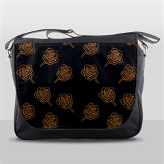 Roses Pattern Black-01 Messenger Bag by brightlightarts