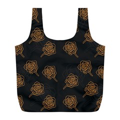 Roses Pattern Black-01 Full Print Recycle Bag (l) by brightlightarts