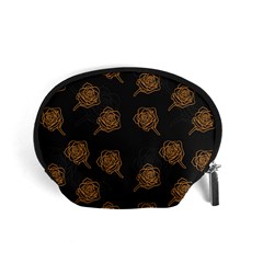 Roses Pattern Black-01 Accessory Pouch (small) by brightlightarts