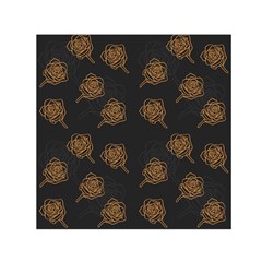 Roses Pattern Black-01 Small Satin Scarf (square) by brightlightarts