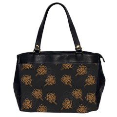 Roses Pattern Black Oversize Office Handbag (2 Sides) by brightlightarts