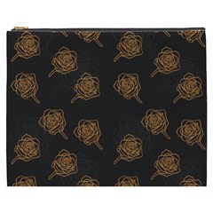 Roses Pattern Black Cosmetic Bag (xxxl) by brightlightarts