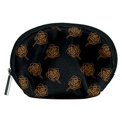 Roses Pattern Black Accessory Pouch (medium) by brightlightarts