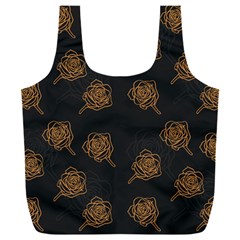 Roses Pattern Black Full Print Recycle Bag (xxl) by brightlightarts