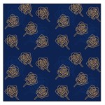 Roses Pattern Blue Color Large Satin Scarf (Square) Front