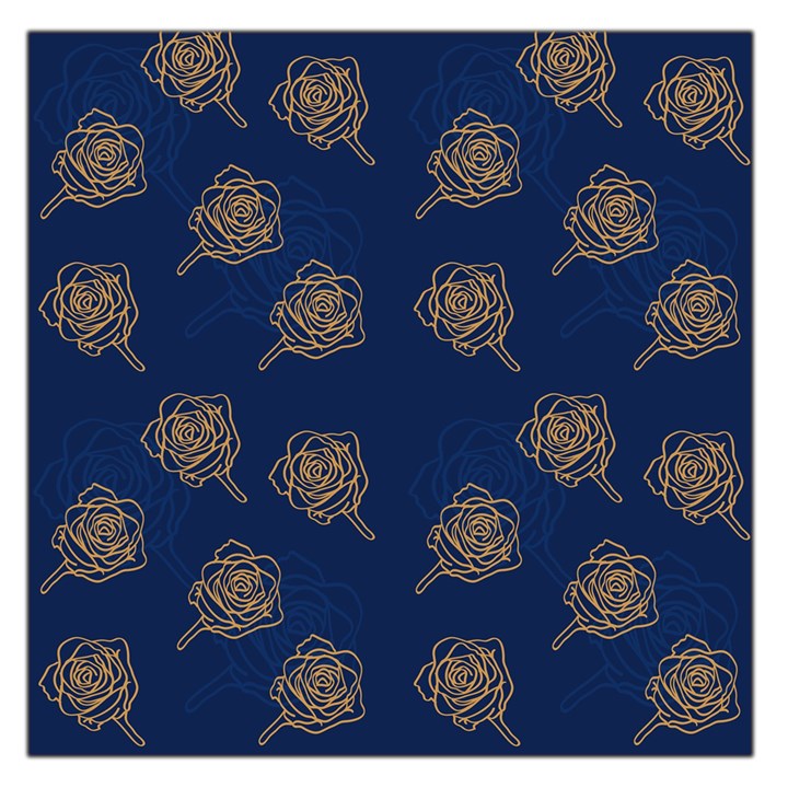 Roses Pattern Blue Color Large Satin Scarf (Square)