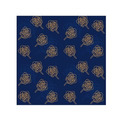 Roses Pattern Blue Color Small Satin Scarf (square) by brightlightarts