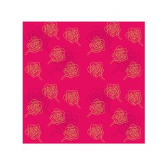 Roses Pattern Pink Color Small Satin Scarf (square) by brightlightarts