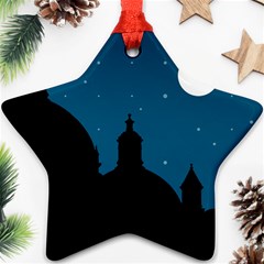 Silhouette Night Scene Cityscape Illustration Ornament (star) by dflcprintsclothing