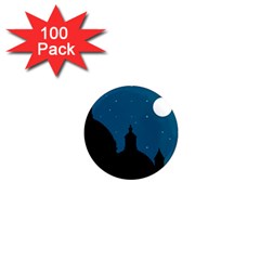 Silhouette Night Scene Cityscape Illustration 1  Mini Magnets (100 Pack)  by dflcprintsclothing