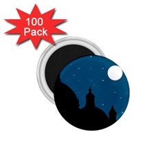 Silhouette Night Scene Cityscape Illustration 1 75  Magnets (100 Pack) 