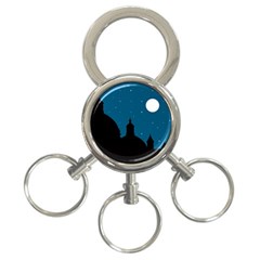 Silhouette Night Scene Cityscape Illustration 3-ring Key Chain