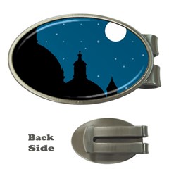 Silhouette Night Scene Cityscape Illustration Money Clips (oval)  by dflcprintsclothing