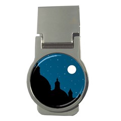 Silhouette Night Scene Cityscape Illustration Money Clips (round)  by dflcprintsclothing