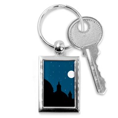 Silhouette Night Scene Cityscape Illustration Key Chain (rectangle)