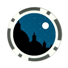 Silhouette Night Scene Cityscape Illustration Poker Chip Card Guard by dflcprintsclothing