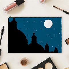 Silhouette Night Scene Cityscape Illustration Cosmetic Bag (large) by dflcprintsclothing