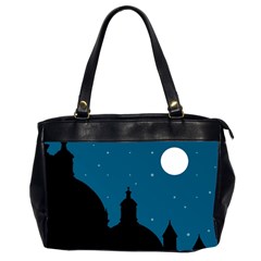 Silhouette Night Scene Cityscape Illustration Oversize Office Handbag (2 Sides)