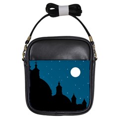 Silhouette Night Scene Cityscape Illustration Girls Sling Bag by dflcprintsclothing