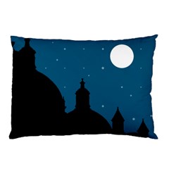 Silhouette Night Scene Cityscape Illustration Pillow Case (two Sides)