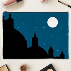 Silhouette Night Scene Cityscape Illustration Cosmetic Bag (xxxl)