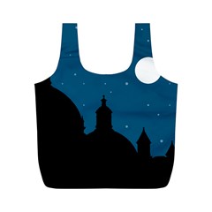 Silhouette Night Scene Cityscape Illustration Full Print Recycle Bag (m)