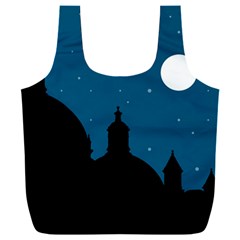 Silhouette Night Scene Cityscape Illustration Full Print Recycle Bag (xxl) by dflcprintsclothing