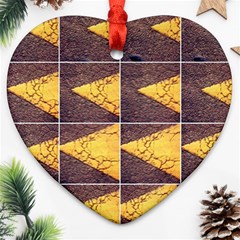 Yellow, Traffic, Cone, Arrow, Cracks, Asphalt  Ornament (heart)