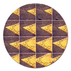 Yellow, Traffic, Cone, Arrow, Cracks, Asphalt  Magnet 5  (round) by ScottFreeArt