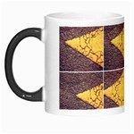 YELLOW, Traffic, cone, arrow, cracks, asphalt  Morph Mugs Left