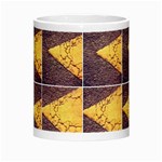 YELLOW, Traffic, cone, arrow, cracks, asphalt  Morph Mugs Center