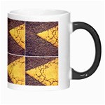 YELLOW, Traffic, cone, arrow, cracks, asphalt  Morph Mugs Right