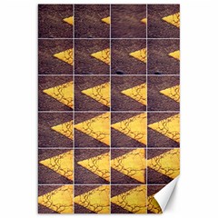 Yellow, Traffic, Cone, Arrow, Cracks, Asphalt  Canvas 20  X 30  by ScottFreeArt