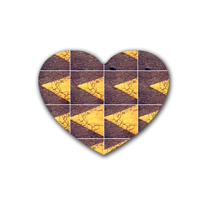 YELLOW, Traffic, cone, arrow, cracks, asphalt  Heart Coaster (4 pack) 